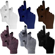 Newcotte 6쌍 여성용 겨울 터치스크린 장갑 따뜻한 플리스 안감 니트 추운 날씨용 남성 여성용 다양한 색상 310064, Newcotte 6쌍 여성용 겨울 터치스크린 장갑 따뜻