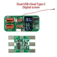DIY 파워뱅크용 PD45W 고속 충전 모듈 PD QC VOOC 3.7V 리튬 배터리 보드 회로 보호 LED 디스플레이 포함, 03 C