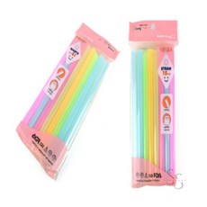 쏨숭 버블티용 두꺼운 컬러 빨대 15개 세트 컬러빨대