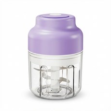 무선 전동 마늘다지기 320ml 소형 만능 야채 초퍼 USB 충전식 6중 칼날, 보라색
