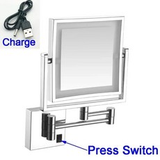 접이식 욕실 거울 홈 개선 메이크업 듀얼 팔 확장, 4. chrome-Charge-3X, 1개