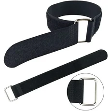 5Pcs 재사용 가능한 고정 케이블 스트랩 나일론 후크 및 루프 신치 타이 금속 버클로 아래로, 01 Black, 03 5Pcs 20x300mm, 1개