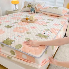 [반전] 두툼하고 귀여운 침대커버 미끄럼 방지 먼지 방지 누빔 워싱 매트리스커버