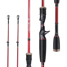 Sougayilang 낚싯대 30톤 탄소 섬유 민감성 베이트 캐스팅 로드 2피스 및 민물 또는 바닷물용 스피닝 로드 토너먼트 품질 베이스용 팁 2개 포함 - 1.8m(6피트, 캐스팅-레드-트윈 팁