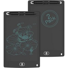2팩 8.5인치 재사용 가능한 컬러풀 LCD 필기용 태블릿 이라이터스타일러스 포함 TIQUS 메모장 보드 블랙, Black, 검은색