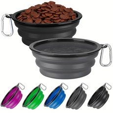 접이식 개 그릇 2팩 여행용 물그릇 휴대용 애완동물 카라비너 클립 2개(12 스몰 그레이 퍼플)로 주차 산책 캠핑용 급수 접시 제공, Large, Blue Green