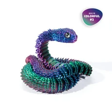 3D 무작위 색상 눈을 가진 인쇄된 뱀 움직이는 관절 시뮬레이션 발광 야간 피규어 창의적인 데스크탑 장, 02 50cm, 07 Colorfu2