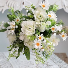 성묘 조화 꽃다발 산소꽃 생화같은 조화세트, _, 1개, 세트11.허브믹스로즈 퓨어크림세트