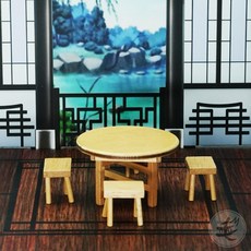 毛毛的店 微縮模型桌椅組 拍攝道具 BJD配件 微景觀道具, 深咖啡套組+背景板