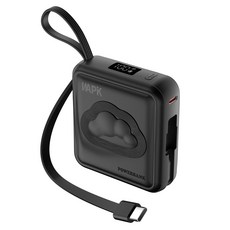 WAPIK 고속충전 일체형 미니 보조배터리 M2 C타입 잔량표시 10000mAh 22.5W, 블랙