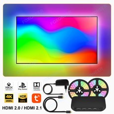 4K TV 스마트 동기화 음성 ASSISTANT HD ALEXA WIFI 조명 장치 백라이트 키트 스트립 상자 주변 LED, 32-43 inch HDMI 2.0, US Plug