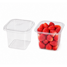 사각 디저트컵 컵과일 일회용 플라스틱 용기 + 뚜껑 세트 400ml, 1개, 25개