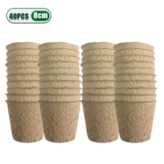 20-200PCS 묘목을위한 3.15 인치 이탄 냄비 야외 정원 발아 보육 냄비 펄프 생분해 성 씨앗 스타터 냄비 키, 8CM-40PCS, 02 8CM-40PCS