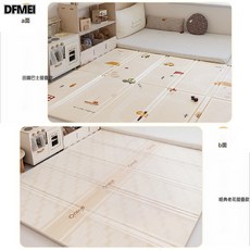 DFMEI 防摔防水防滑寶寶兒童地墊加厚遊戲墊爬爬墊, 壓邊摺疊XPE【田園巴士+經典老花】