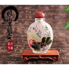 匠心獨韻 景泰藍釉畫荷鳥內畫鼻煙壺, 鼻煙壺外事會議禮品中國風地區特色工藝品送老外創意清趣