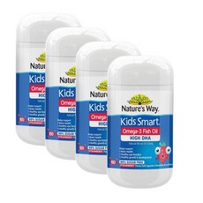 네이처스웨이 키즈 오메가3 피쉬오일 하이DHA 츄어블 딸기맛 Nature's Way kid smart OMEGA3 FISH OIL, 4개, 50정