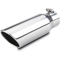 LCGP 3인치 인렛 배기 블랙 팁 x 4인치 12인치 길이 클램프 온 테일파이프 트럭용, 3" ID /4" OD/ 12" Long, Polished-Bolt On