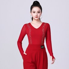 브이넥 망사 긴팔 공연용 댄스 점프수트 무대 연습 의상 스테이지복