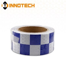 이노텍 벌집무늬 반사테이프 체크 50X10M 100X10M, 백/청 (IT)T-12005/50X10, 1개