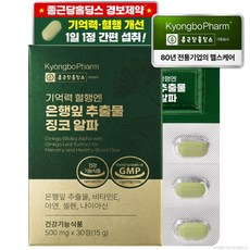 종근당홀딩스 경보제약 기억력 혈행엔 은행잎 추출물 징코 알파, 1개, 30정