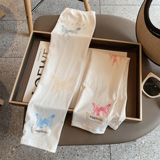 防曬袖套 冰袖女原創設計動漫可愛蝴蝶防曬防紫外線寬鬆騎車開車遮陽夏袖套, 動漫裏的蝶戀花（白色）, 1個