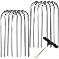 8Pc 트램펄린 윈드 스테이킹 12인치 랜드스케이프 스테이플 아연 도금 스틸 헤비 듀티 앵커 축구 골 캠핑을 위한 U자형 정원 스테이킹슬리버