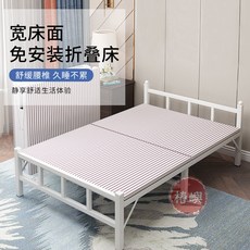 【椿嶼】免安裝單人折疊床鐵藝便攜家用午休床簡易辦公租房陪護加固單人床, 黑色,75寬【加固款】