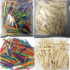 성냥스틱 성냥개비 성냥개비막대 (대용량) -약1000개 나무색 칼라혼합색 만들기 공작재료, 칼라혼합1000개