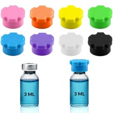 3ml 유리 바이알 캡 펩타이드 바이알 캡 1ml 2ml 3ml 유리 바이알용 실리콘 보호 캡 펩타이드 보관용 재사용 바이알 커버 및 바이알 상자24Pcs8컬러, 8Pcs / 8Colors
