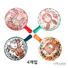 NAEILNAEGGE 귀여운 동물 도자기 손잡이 그릇 세트, 4P세트(민트 오렌지 블루 레드), 1개