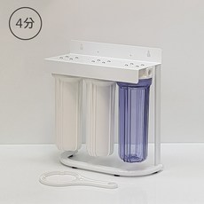 清淨淨水店 三管過濾器1透2白瓶 三胞胎三道式淨水器 前置過濾器烤漆腳架型*4分牙含扳手, 1個, 無加購濾心,無加購接頭
