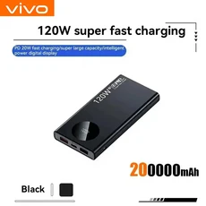 VIVO 120W 500000mAh 대용량 전원 은행 iPhone 용 초고속 충전 보조베터리 휴대용 배터리 Samsung XIAOMI, 03 Black 200000mAh