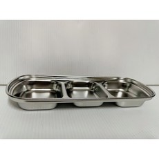 304不鏽鋼分隔盤，韓式三格設計，調味佐料小菜碟，分隔配菜醬料，多功能餐盤, 正方形3格醬油盤, 1個