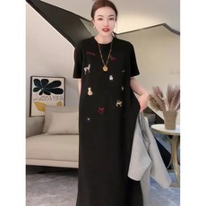 ZAJA 빅사이즈 루즈핏 롱 원피스 라운드 여름 나른한 캐주얼