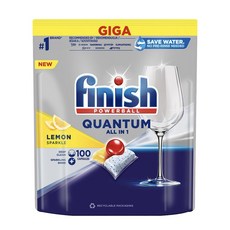 【易油網】FINISH QUANTUM 檸檬洗碗錠 100顆 袋裝 - 洗碗機專用亮光劑, 1個