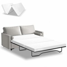 Sorra 4인치 소파 침대 매트리스 교체 퀸 사이즈 72인치 x 59인치 CertiPUR-US 인증 접이식 디자인으로 침대 소파 RV 객실 캠핑용 통기성 탈착식 세탁, White