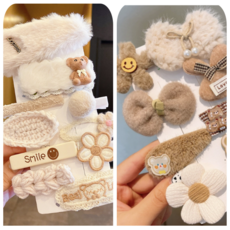 담닷 2세트 대용량 헤어 악세사리 똑딱핀 머리핀 헤어핀 헤어끈