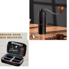 喜奈而手搖磨豆機 七星CNC磨芯 刻度外調節 雙承軸 意式 手沖咖啡 輕巧 可收納, 1個, 黑色套裝(單機+收納包)