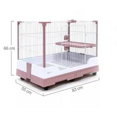 DY R81 雙抽屜寵物兔籠 (附層板) 適合兔及天竺鼠 尺寸 83x55x66cm (藍/粉隨機出色), 1個, 藍/粉隨機出色