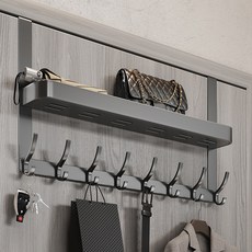 슈퍼인 벽걸이 행거 도어행거 문에거는옷걸이, 1개, 그레이 이중-8 훅