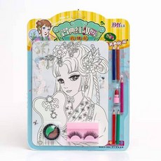 憶香許快樂購 DIY 塗鴉畫 兒童彩妝畫 女孩 畫畫 化妝 玩具 填色畫 製作 兒童 玩具, 古典紅妝畫-雲端花, 1個
