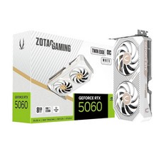 ZOTAC 게이밍 지포스 RTX 5060 Solo DLSS 4 8GB GDDR7 128비트 28Gbps PCIE 5.0 그래픽 카드 SFF-Ready 울트라 컴팩트 ZT-B50, Twin Edge OC White