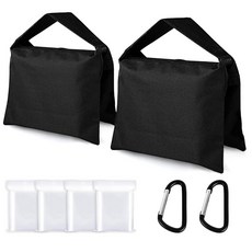 ABCCANOPY 비디오 스탠드용 사진 샌드백 가벼운 삼각대 캠핑 의자용 튼튼한 웨이트 백 2팩 (블랙), 2 Packs