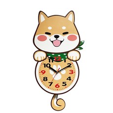 Shib Inu 微笑柴犬掛鐘 台灣原廠貨 靜音機芯 可愛動物 尾巴搖擺, 尾巴赤柴