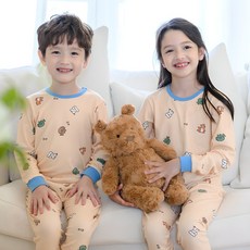 bonumam 童款刷毛彈力棉長袖居家服套裝