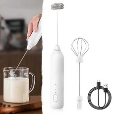 휴대용 우유 거품기 무선 전동 음료 믹서 커피 계란 주방용품, 1개, 2. 하얀색
