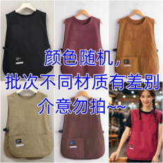 時尚工裝圍裙 馬甲款 多色可選, 2-8381工裝馬甲-顏色隨機
