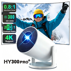 HY300pro+ 미니 빔프로젝터 4K 영상 디코딩 지원 Wi-Fi6 블루투스5.4 자동키스톤 휴대용 가정용 프로젝터, HY300 PRO+