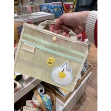 日本史狗狗網紗手提包男女學生可愛文件袋多功能卡通收納包票據袋, 1個, 淡綠網紗文件袋