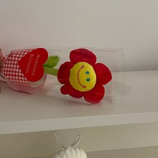 몽실이네 스마일꽃인형 한송이 꽃다발30cm 연주회 졸업식 기념일 미니꽃다발 인형꽃다발, 1개, 빨강